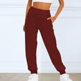 thumbnail image 2 of Pxiakgy Sweatpants for Women Mens Pants Casual Solid Color Track Cuff Workout Pants with Pocket High Waisted Workout Active Lounge Workout Jogging Joggers Pants Baggy Lounge Bottoms Wine 3Xl, 2 of 9