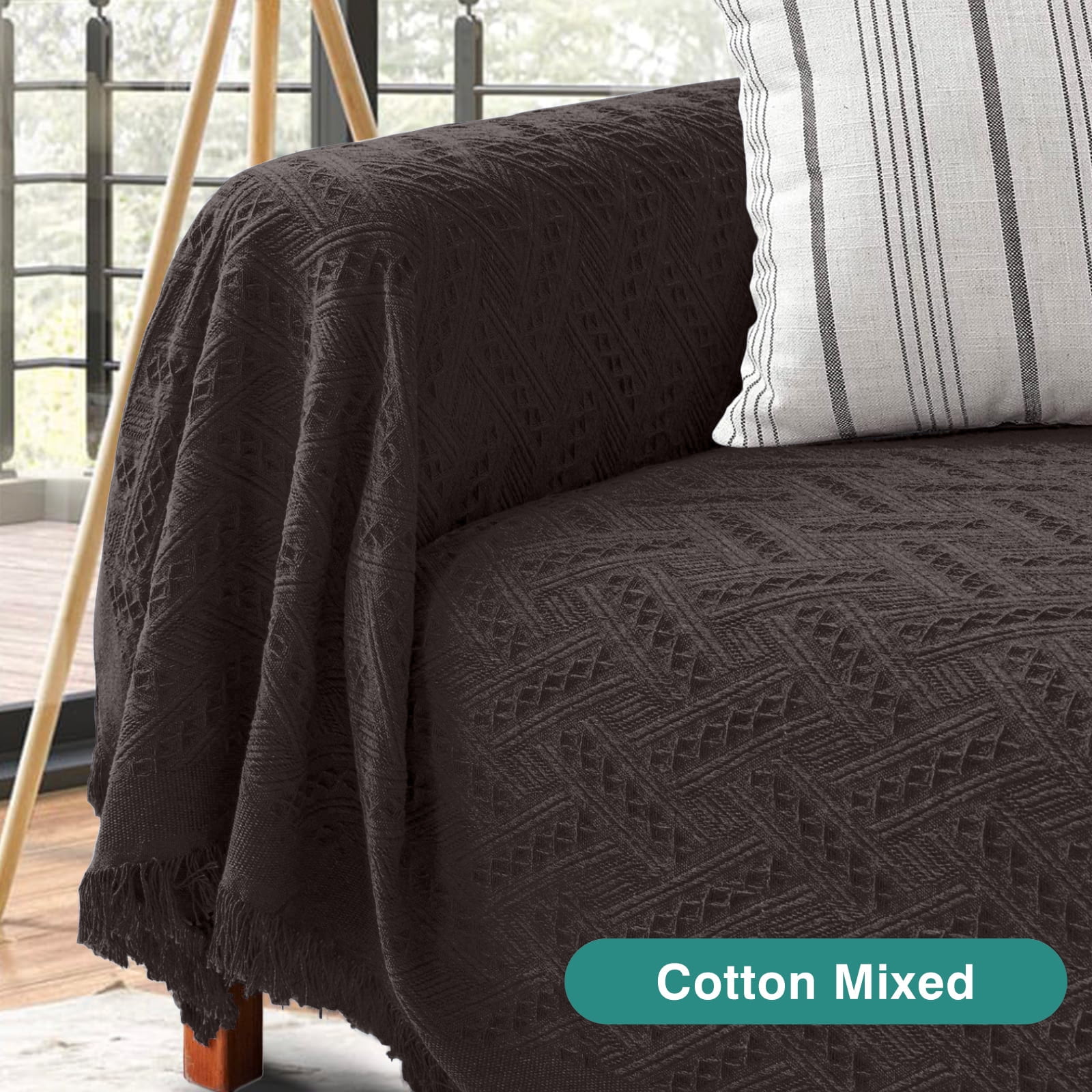 Sanmadrola Sofa Cover, Couch Covers for 2 Cushion Couch Sofa, Sectional Couch Covers for L Shaped Couch Cover, Living Room Sofa Throws Sofa Slipcovers for Pets, Kids (71"x 102",Loveseat, Chocolate)