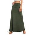 thumbnail image 2 of Women'S Casual Mid Long Skirts Stretchy Ultra-Soft Flowy Maxi Formal Skirts High Waist Lounge Skirts Army Green XXL, 2 of 7
