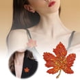 thumbnail image 3 of Womenâs Fashion Brooch - Vintage Maple Leaf Flower Pin with Orange Red Yellow Rhinestones, Alloy Micro Pave Autumn Party Wedding Jewelry Gift, 3 of 9