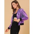 thumbnail image 4 of Disfraz De Halloween PaMujer, Brillante, Holográfico, Brillante, Metálico, Ligero, Brillante, ChaqueDe Bombardero Morado-1 S, 4 of 6