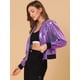 thumbnail image 4 of Disfraz De Halloween PaMujer, Brillante, Holográfico, Brillante, Metálico, Ligero, Brillante, ChaqueDe Bombardero Morado-1 S, 4 of 6