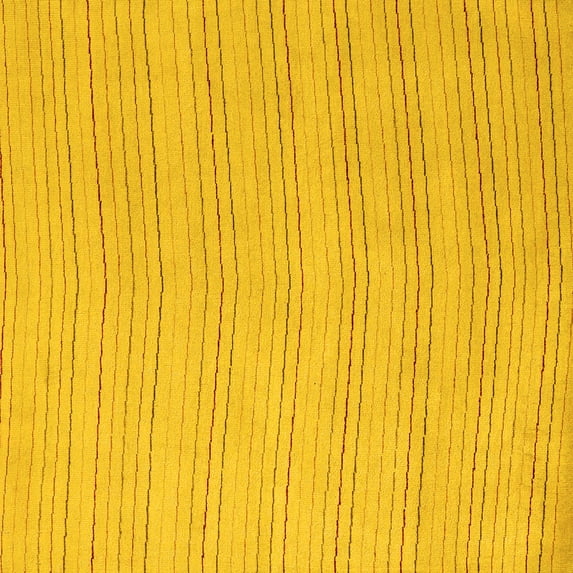 Ahgly Company Machine Washable Indoor Square Solid Yellow Modern Area Rugs, 8' Square