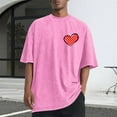 thumbnail image 5 of qucoqpe Valentine's Day Shirts for Men Fashion Heart Love Printed Crew Neck Short Sleeve Casual Loose Tee Tops Blouse, 5 of 5