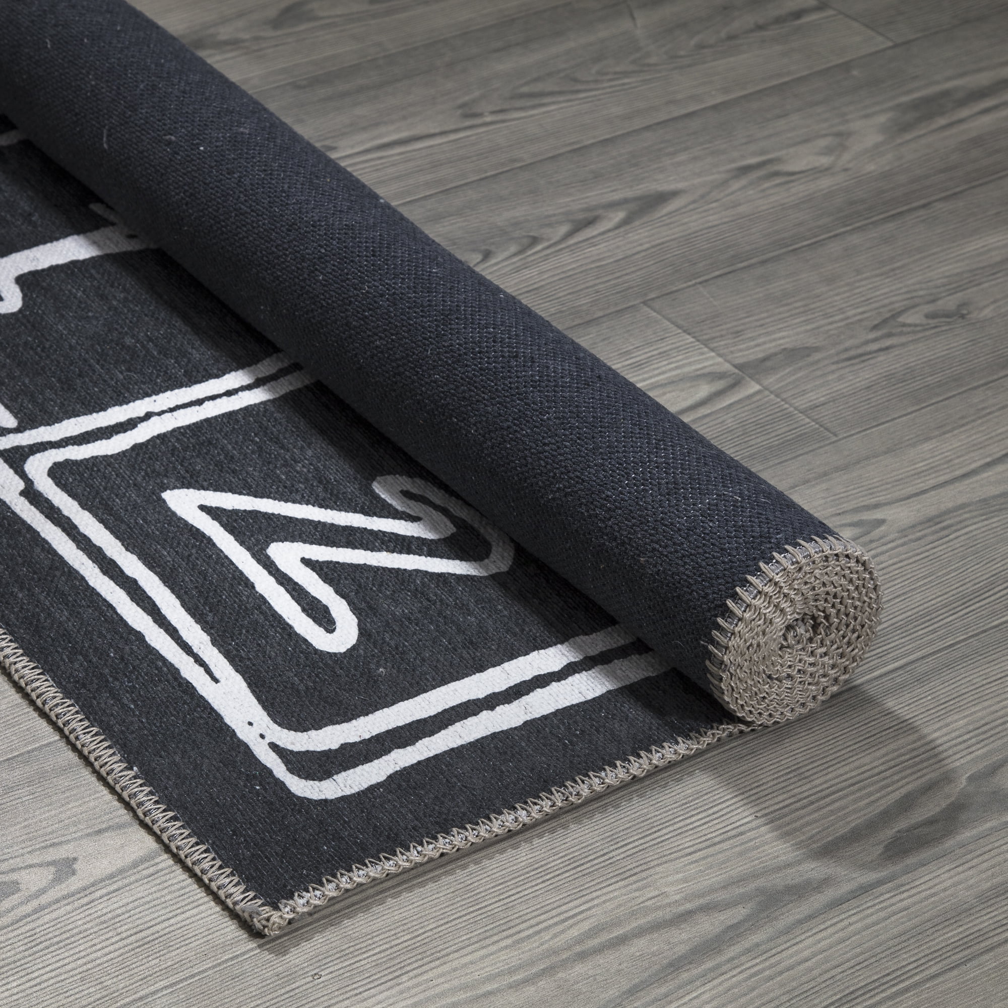 Ottomanson Washable Flatweave Kids Hopscotch 3x6 Play Mat Area Rug, 2'7" x 6', Grey