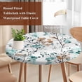 thumbnail image 5 of Vintage Teal Round Fitted Table Cover Brown Wildflowers Leaves Abstract Botanical Waterproof Table Cloth with Elastic Edge Wipeable Tablecloth for Picnic Camping Party Fits 45"-54" Diameter, 5 of 8
