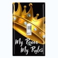 thumbnail image 1 of Metal Light Switch Plate Outlet Cover (My Room My Rules Crown Tilted - Single Toggle), 1 of 2