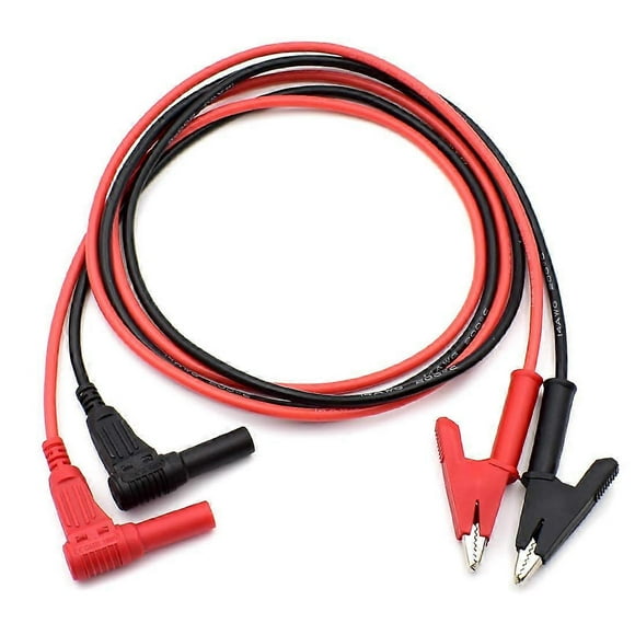 14 Gauge Multimeter Test Leads Right Angle Plug to Alligator Clip Duty Silicone Wire(3 Feet / 39") 2Pcs