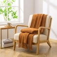thumbnail image 6 of Knitted Throw Blanket with Tassels - Textured Soft Sofa Couch Cover - Farmhouse Living Room Decor(Orange), 6 of 6