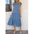 thumbnail image 7 of PRETTYGARDEN Women's Floral Midi Dress Summer Cap Sleeve Smocked Ruffle A Line Long Flowy Wedding Guest Dresses, 7 of 7