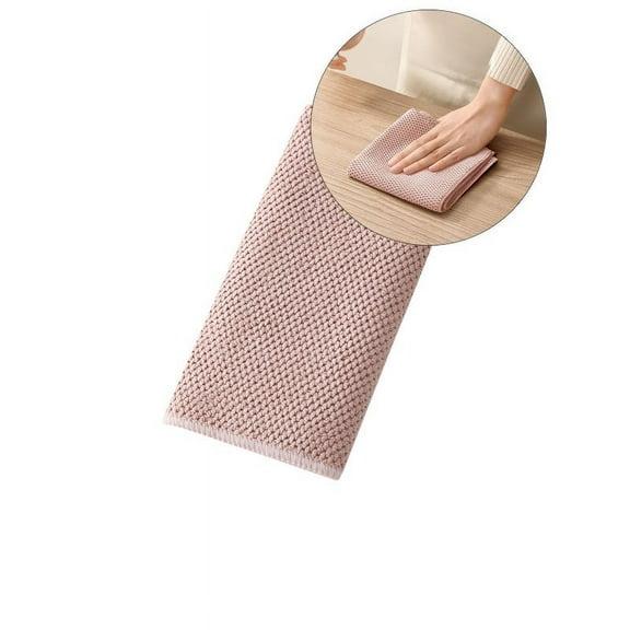 Yoloke Kitchen Towels - Cotton Waffle Weave Dish Towel - Soft Absorbent Quick Dry Low Lint Reusable Pantry Bar Cleaning Cloth(Pink)