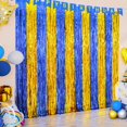 thumbnail image 1 of LOLStar Paquete de 2 decoraciones de fiesta en azul marino y dorado, 3,3 x 6,6 pies, cortinas con flecos de aluminio, telón de fondo de oropel, fotomatón de graduación, telón de fondo para cumpleaños,, 1 of 9