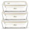 thumbnail image 1 of Juego de contenedores de almacenamiento de alimentos Urban Green Glass, paquete de 3 unidades, blanco, 1 of 7