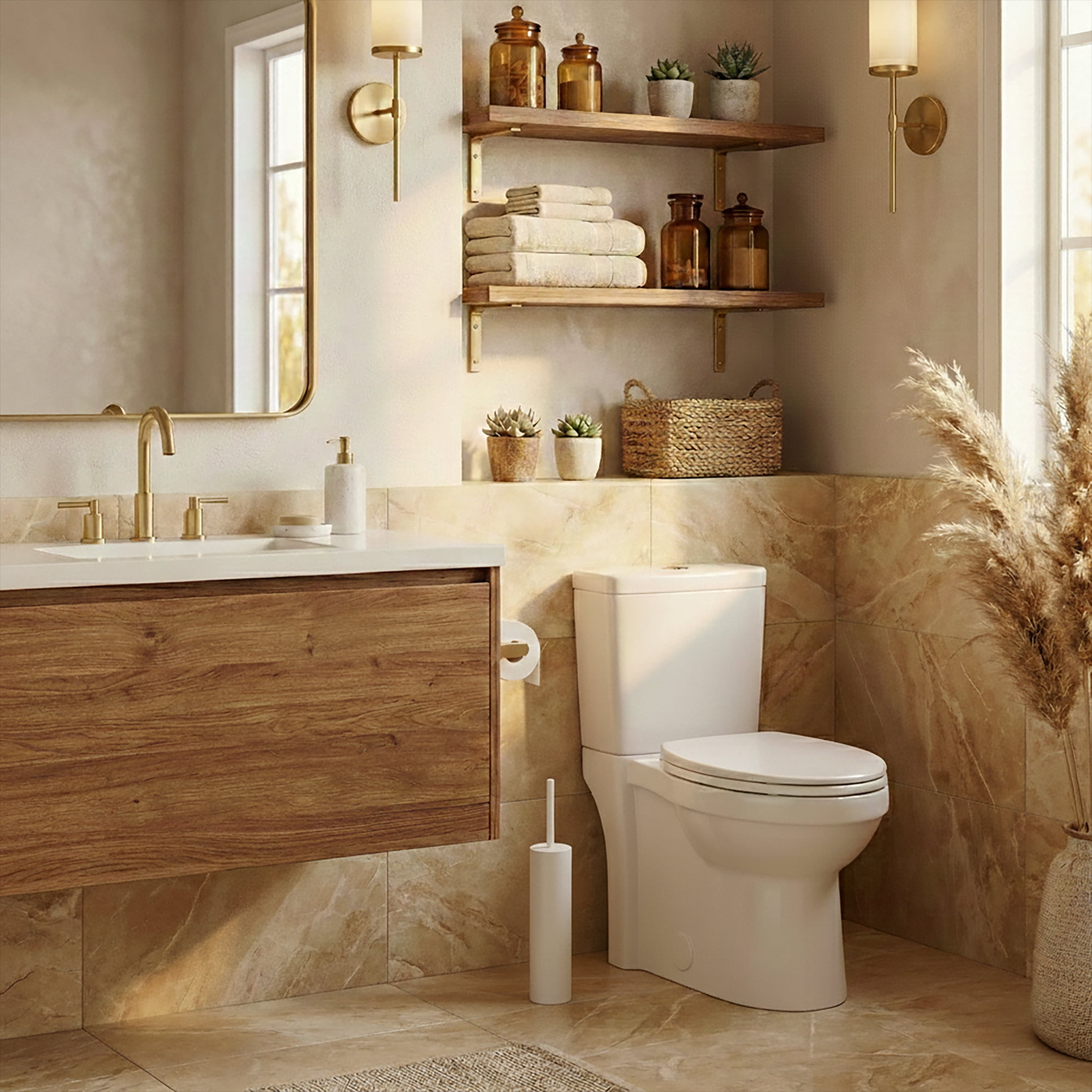 Acento Slim Round Holder, 8 x 8 x 44.5 cm Metal Removable Plastic Liner Tall Toilet Brush in Matte White