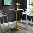 thumbnail image 2 of Modern Deco Contemporary Urban Design Bar Pub and Dining Kitchen Bar Table, Metal Steel Artificial Marble, Gold White, 2 of 4