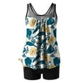 thumbnail image 4 of Women Conservative Print Strappy Back Set Two Piece Swimsuits Swimdress, 4 of 6