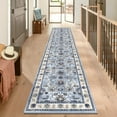 thumbnail image 3 of Findosom Washable Runner Rug 2'x10' Non-slip Kitchen Runner Rug, Vintage Paisley Runner Rugs Soft Distressed Carpet Boho Runner Rug for Hallway Bedroom Laundry Entryway,Blue, 3 of 10