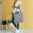 thumbnail image 4 of FORMRS Womens Canvas Tote Bag with Zipper Inner Pocket Shoulder Handbag, Black and White Geometric, 4 of 7