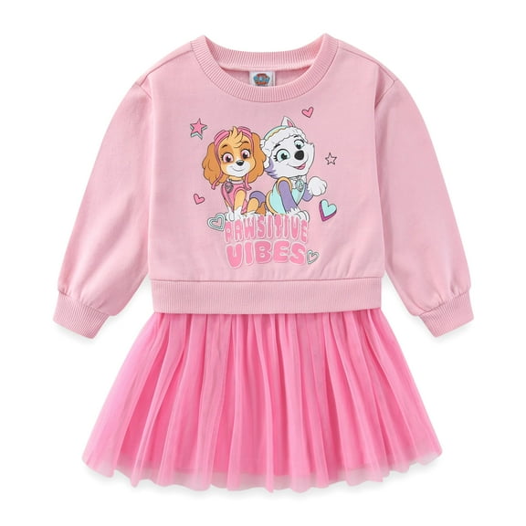 Paw Patrol Nickelodeon Skye and Everest Long Sleeve Tulle Dress (Girls), Sizes 2T-6X