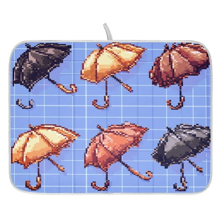

Umbrellas Pattern Dish Drying Mat for Kitchen Quick Drying Absorbent Soft Durable 16 x 18