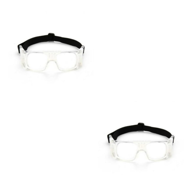 kurtrusly Lunettes de Protection Réutilisables Anti-Buée Portables pour Hommes Monture PC Sangle Élastique Réglable Équipement Sportif Transparent 2Ensemble