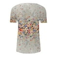 thumbnail image 5 of Beige Tshirts for Women Summer Tops for Women 2025 Trendy Boho Floral Print Tunic Shirts Short Sleeve V Neck Tshirt Casual Loose Blouse Going Out Tops for Women, 5 of 5