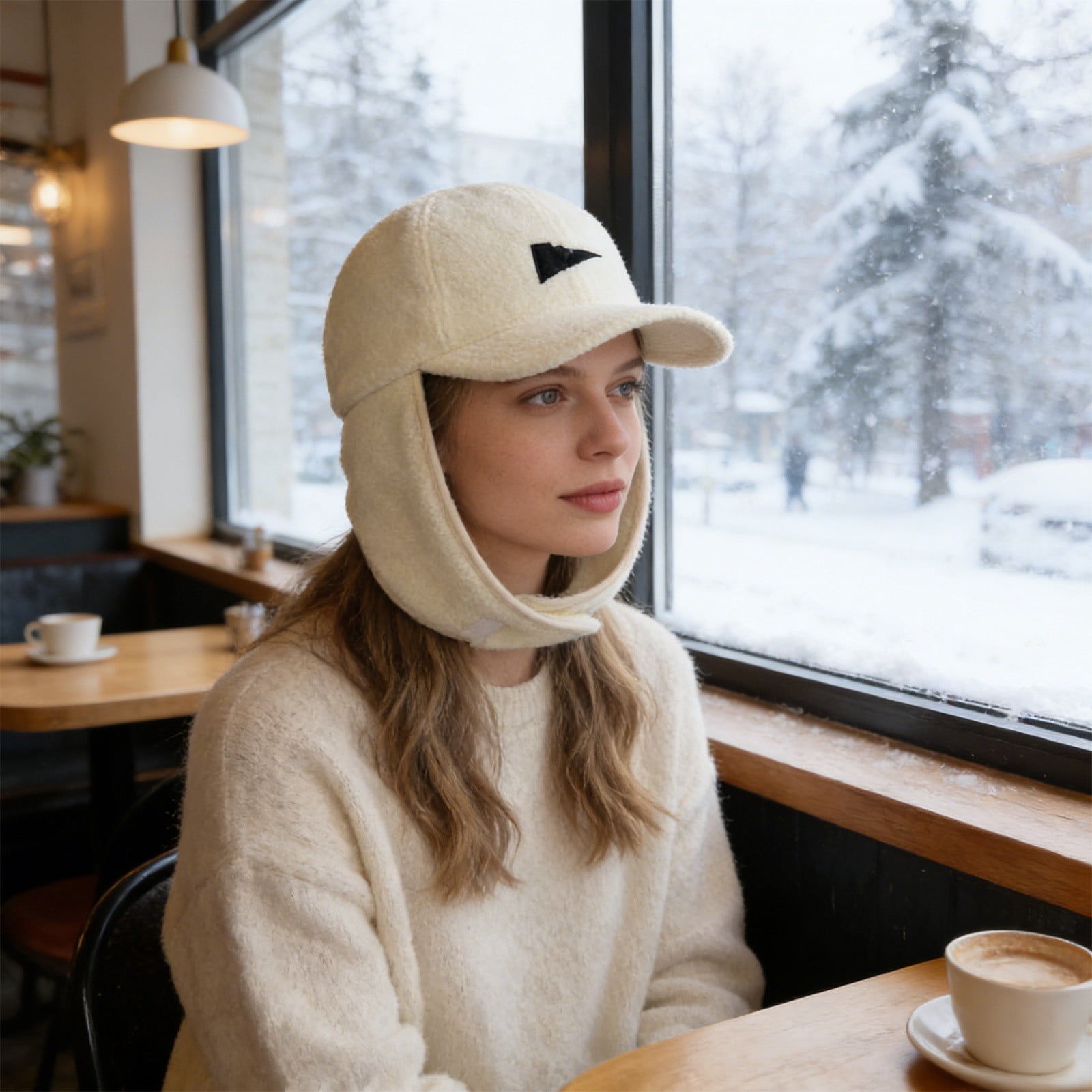Winter Hat with Ear Flaps for Men and Women, Thermal Fleece Lined Beanie for Cold Weather, Windproof Ski Snowboard Skating Outdoor Sports, Adjustable Knit Cuff Trapper Hat with Foldable Ear Covers