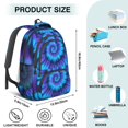 thumbnail image 5 of Blue and Purple Tie Dye Pattern Backpack for School, Cute School Bag with Adjustable Shoulder Straps and Padded Back, 16.9"x12.6"x5.9", 5 of 5