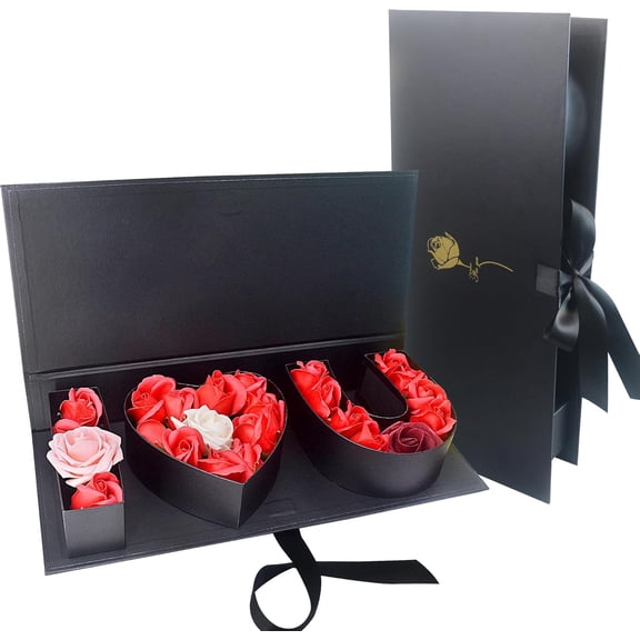 Valentines Day Flower Gift Box: "i Heart U" Letter Large Flower Boxes with Ribbon for Christmas, Wedding Party, Mothers Birthday Love Favors, Bridal Shower Chocolate Packaging, Rose Bouquet Present