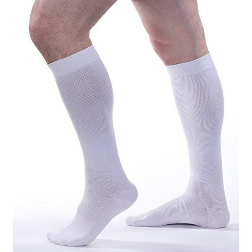 Allegro Men’s 20-30 mmHg Essential 102 Ribbed Support Socks (White ...