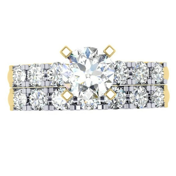 Dazzlingrock Collection 1.80 Carat (ctw) 14K Round Diamond Bridal Engagement Ring Band Set, Yellow Gold, Size 10