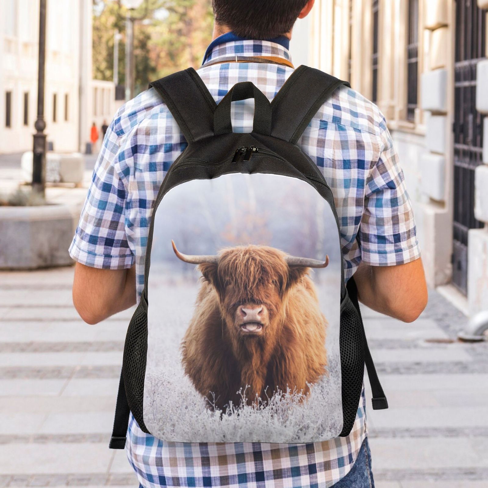 Defioc Cow Print Backpack -Travel,or Work Bookbag Daypacks with 15-Inch Laptop Sleeve and Dual Water Bottle Pockets