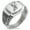 Silver, variant on Stainless Steel Striking Tiger CZ Ribbed Needle Stripe Pattern Biker Style Polished Ring