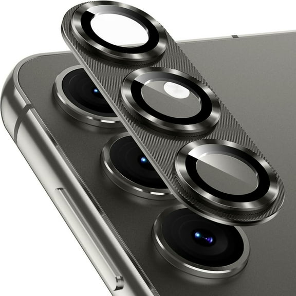 Dteck Camera Lens Protector for Samsung Galaxy S25 Plus / S25 , [Full Protection] HD Tempered Glass with Alloy Metal Ring Camera Cover Accessories,Gray