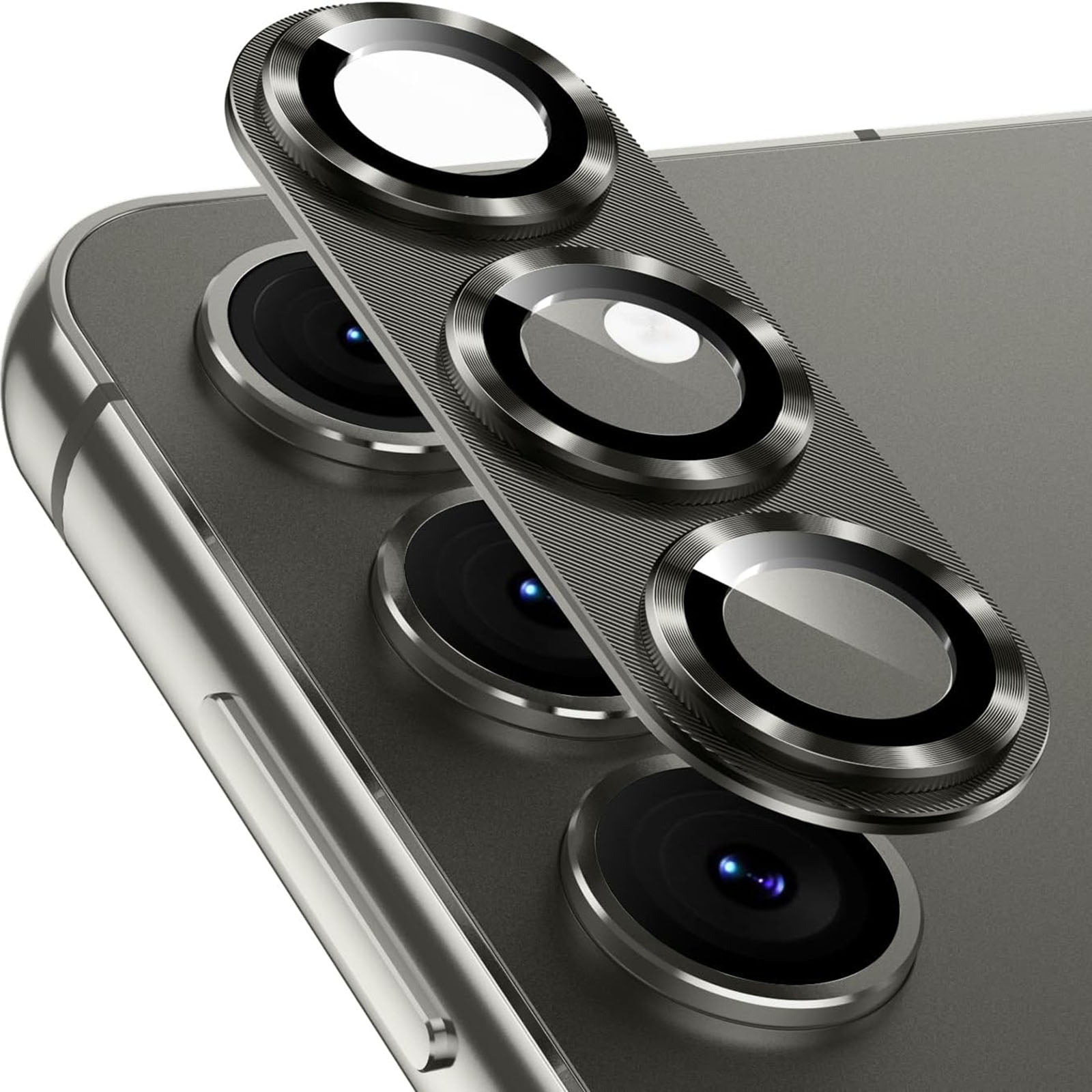 Dteck Camera Lens Protector for Samsung Galaxy S25 Plus / S25+, [Full Protection] HD Tempered Glass with Alloy Metal Ring Camera Cover Accessories,Gray