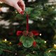 thumbnail image 4 of Adorno de campanas de hierro para árbol de Navidad | Lazo de terciopelo rojo | Decoración festiva de las fiestas | Metal duradero, sonido nítido, colgado sin complicaciones | 3,5 pulgadas | Detalles, 4 of 6