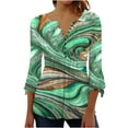 thumbnail image 1 of IROINNID On Sale Plus Size Shirts for Women Crew Neck Long Sleeve Comfortable Trumpet Printed Buttoned Basic Ruched Tops Pleated Blouses,Green, 1 of 6