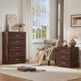 thumbnail image 6 of Joaxswe 5 Drawer Walnut Vertical Dresser, Wood Storage Cabinet with Easy Pull Out Handles for Living Room, Chest of Drawers for Bedroom, 6 of 12
