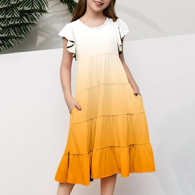 Robes pour Fille Robe d'Été pour Filles Robe d'Anniversaire pour Filles Robe de Fête pour Filles Tenues pour Bébé Fille 6-7 Ans