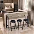 thumbnail image 2 of 3-Drawer Long Dining Table Set With Power Outlets 3 PU Circular Stools Bar Kitchen Table Set Easy Assemble Dining Table Set For Living Room Dining Room Kitchen, 2 of 9