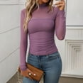 thumbnail image 5 of Gubotare Women's Sexy Sheer Long Sleeve Tops Crew Neck Mesh Ruched Going Out Shirts Blouse Date Night Outfits (Purple,L), 5 of 7