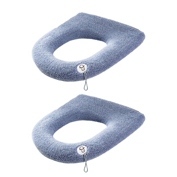 Funda de inodoro cálida y gruesa de invierno, cojín redondo universal de felpa lavable de punto