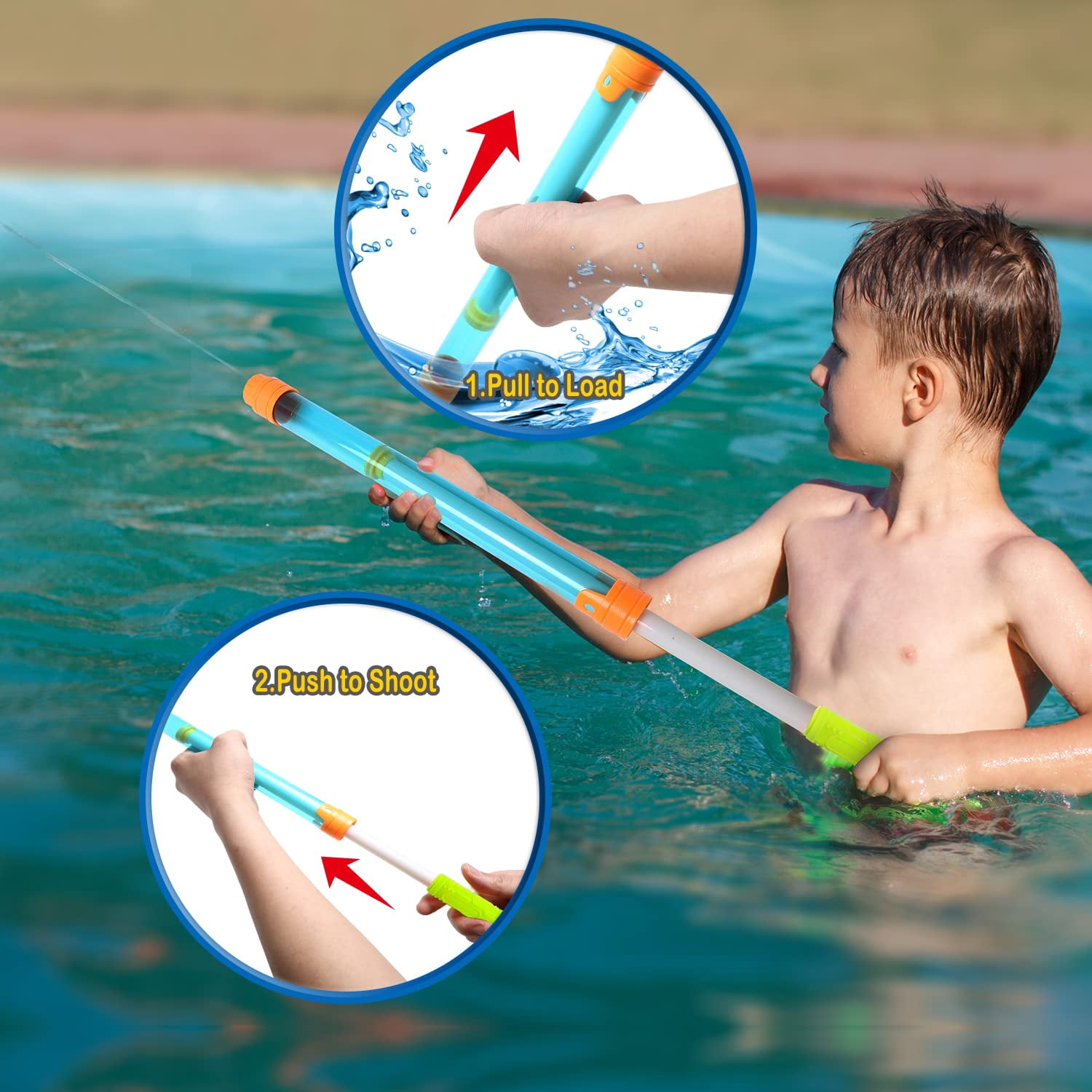 Water Squirt Blaster 4Pack Summer Outdoor Pool Beach Play