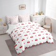 thumbnail image 3 of Homewish Kawaii Red Cherry Bedding Comforter Set 7 Pieces for Girls, Cute Princess Bowknot Full Bedding Set, Cartoon Love Heart Fitted Sheet Flat Sheet, Super Cozy Room Decor, 3 of 7