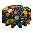 thumbnail image 4 of Pioneer Flower Floral Print Pattern Round Tablecloth 60"x60",Wrinkle Wipeable Table Cloth for Kitchen Dining Room Picnic Patio Party, 4 of 6