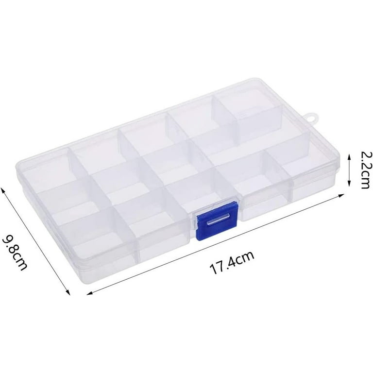 4 Pack 15 Grids Bead Case Storage Organizer Small Plastic Jewelry Organizer  Box with Removable Dividers for Beads, Art and Crafts, 2 Colors Organizer