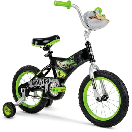 Star Wars Grogu 12-inch Sidewalk Bicycle for Boys, Black, by Huffy