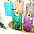 thumbnail image 2 of Soap Dispenser, 11oz Colorful Glass Bottle Jar w/ Plastic Pumps for Refillable Wash Hand Liquid, Essential Oils, Lotions, Liquid Soaps, Ideal for Bathroom & Kitchen Countertop-Purple, 2 of 6