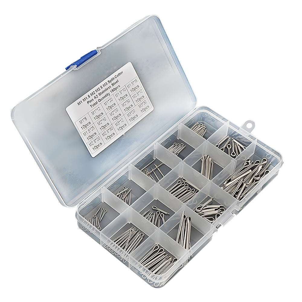 Details about   150Pcs Split Cotter Pins Kit Set W/ Box Stainless Steel Assortment Kit M1-M3 