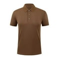 thumbnail image 2 of QATAINLAV Mens Big and Tall Polos Shirts Casual Button Lapel Tee Tops Solid Color Short Sleeve Golf Shirt 2024 Going Out Outfits Coffee XL, 2 of 8